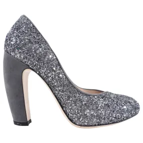 Miu Miu Grey Suede and Glitter Pumps - 38.5 / 8