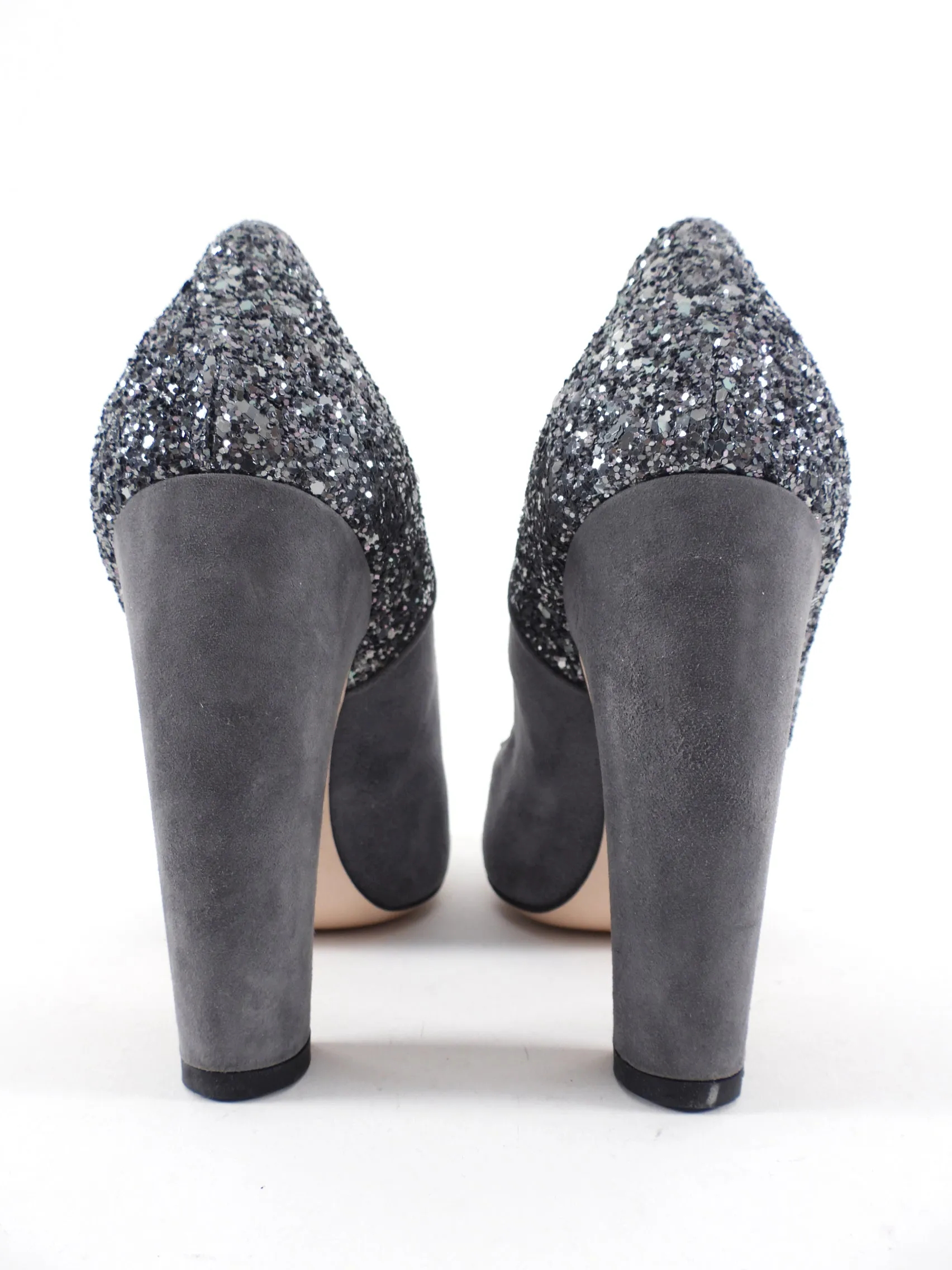 Miu Miu Grey Suede and Glitter Pumps - 38.5 / 8