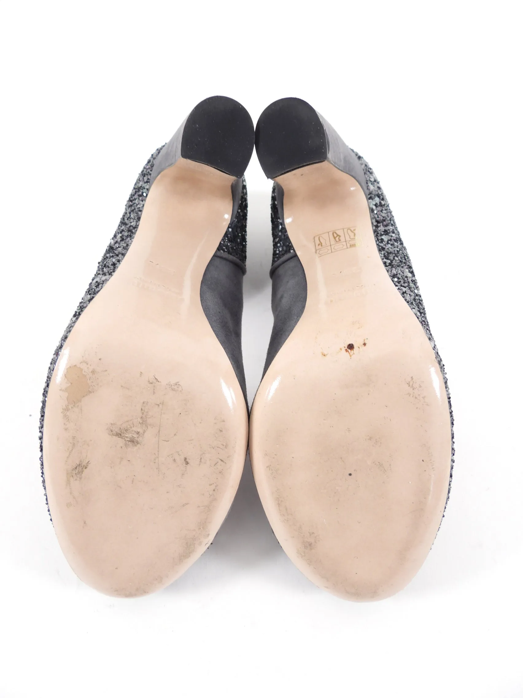 Miu Miu Grey Suede and Glitter Pumps - 38.5 / 8