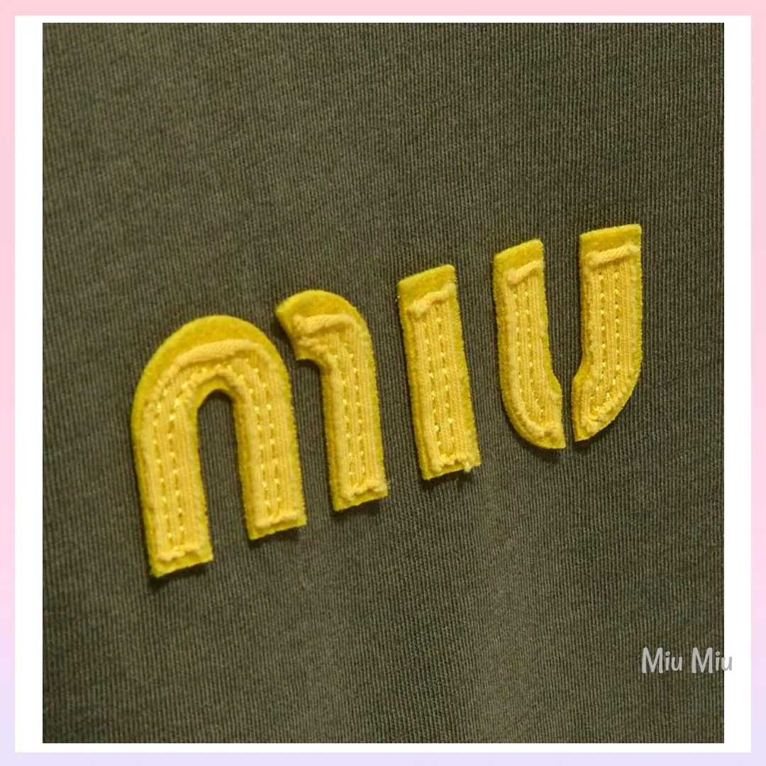 MiuMiu  |Crew Neck Sleeveless Cotton Logo Cropped Tops