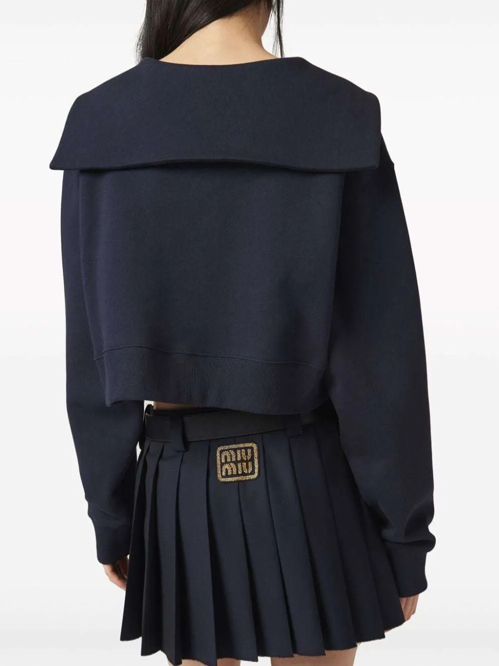 MiuMiu  |Long Sleeves Cotton Logo Cropped Tops Shirts & Blouses