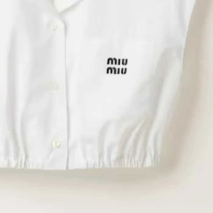 MiuMiu  |Sleeveless Plain Cotton Logo Cropped Tops Tanks & Camisoles