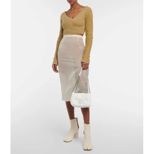 MM6 Maison Margiela  |V-Neck Plain Cropped Tops V-neck & Crew neck