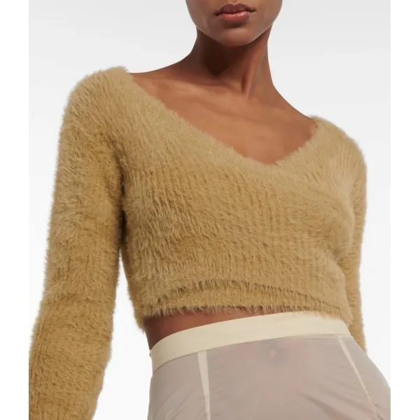 MM6 Maison Margiela  |V-Neck Plain Cropped Tops V-neck & Crew neck