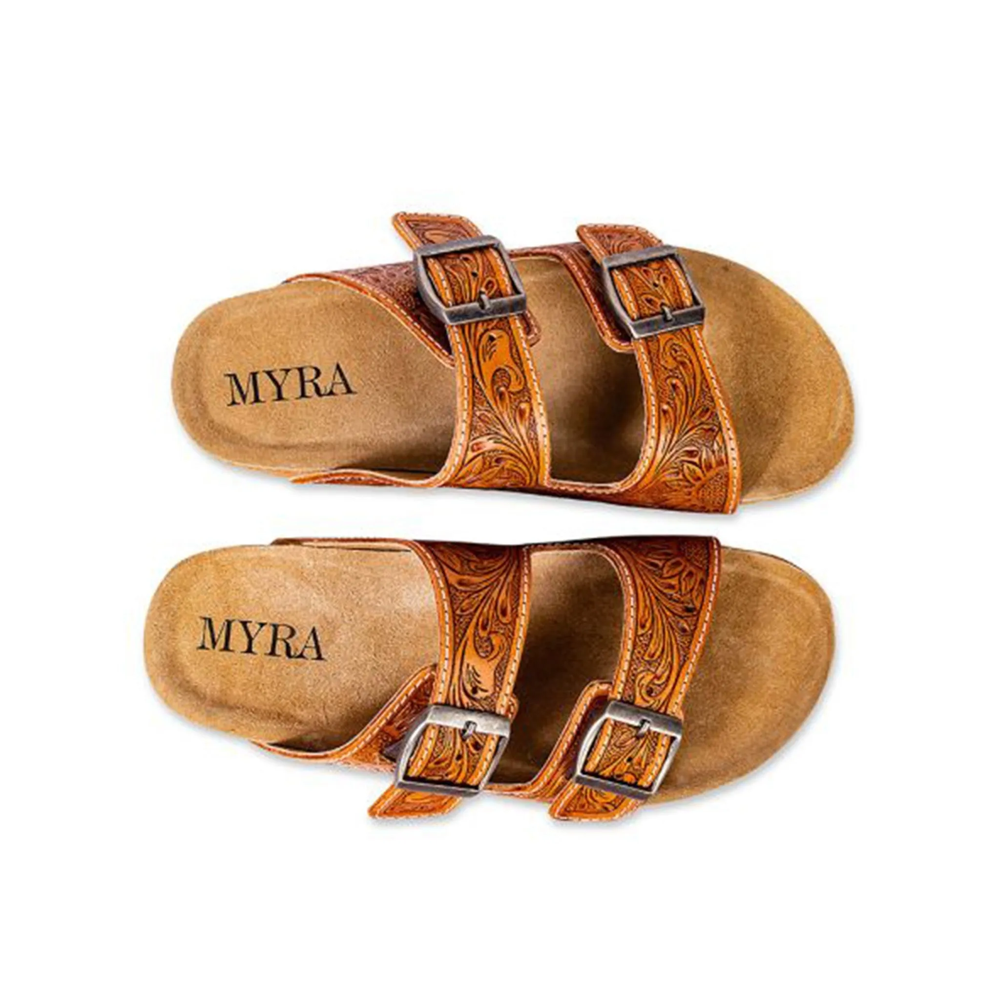 Myra Women's Tooled Double Strap Sandals