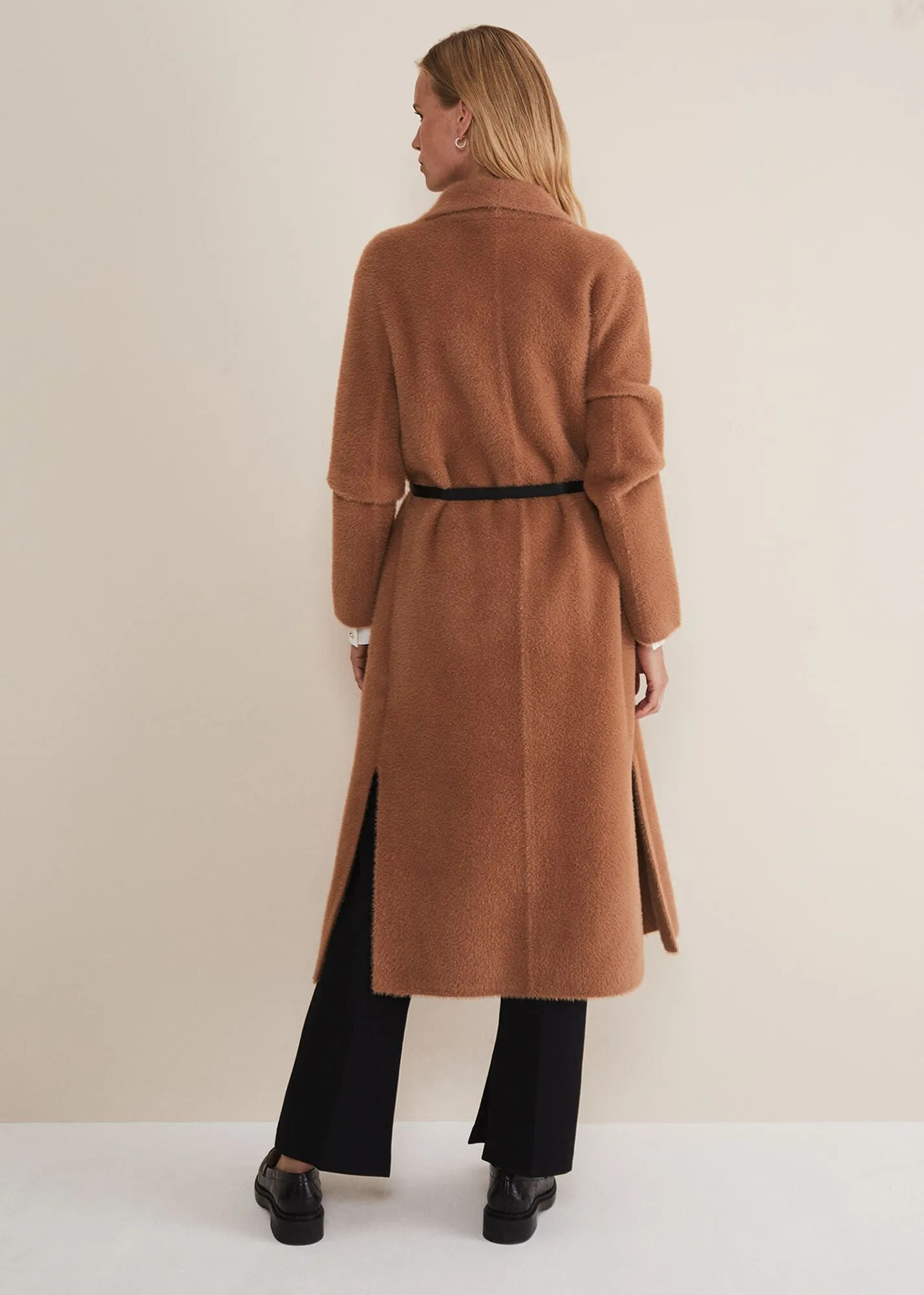 Natasha Waterfall Fluffy Belted Coat