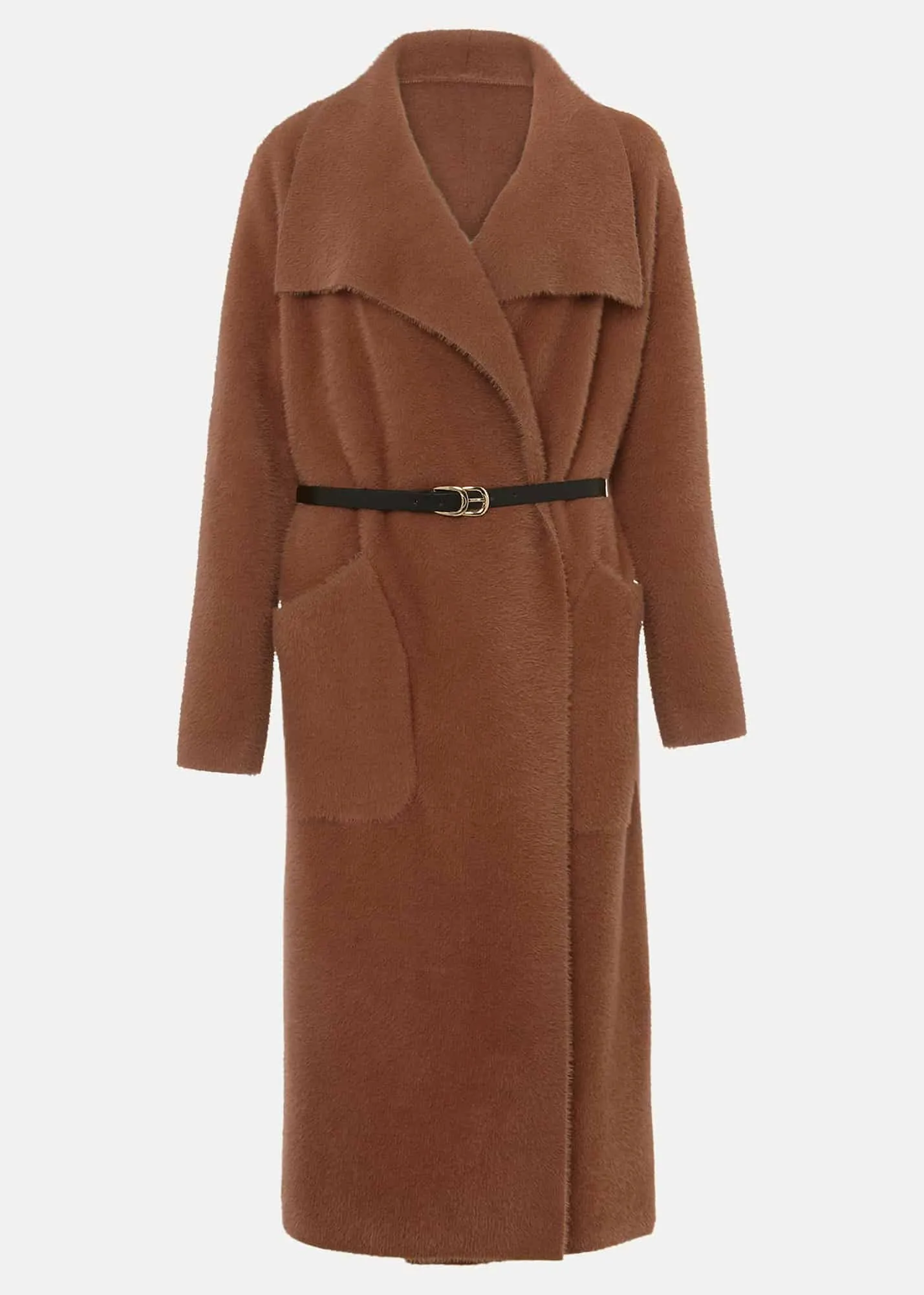 Natasha Waterfall Fluffy Belted Coat