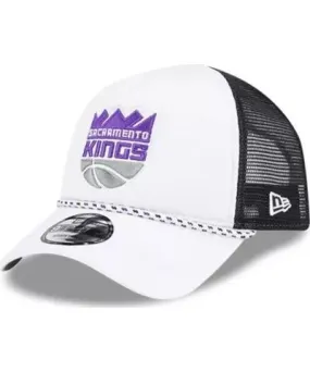 New Era NBA White/Black Sacramento Kings Court Sport Foam A-Frame 9FORTY Adjustable Trucker Hat