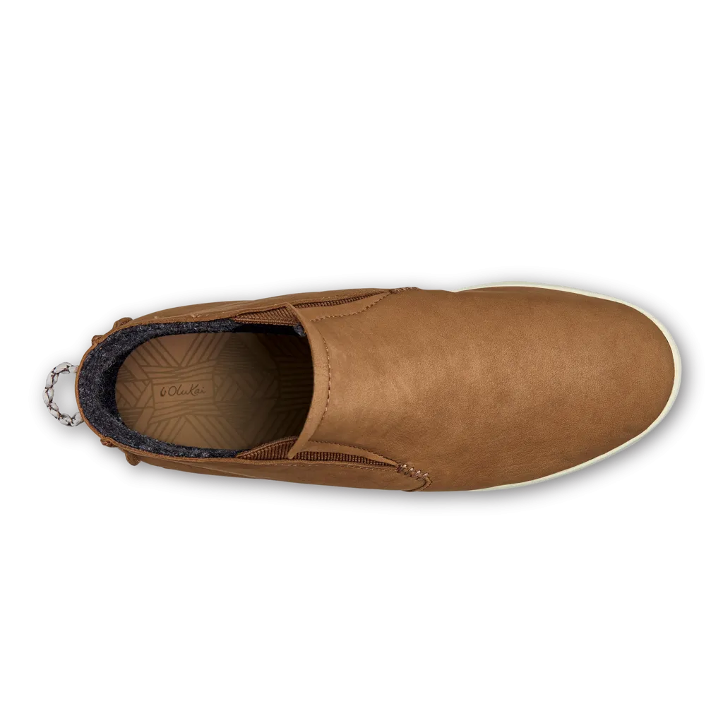 Olukai Womens Hawai’iloa Manu Hope Waterproof Leather Slip-On Boot- Tan Leather