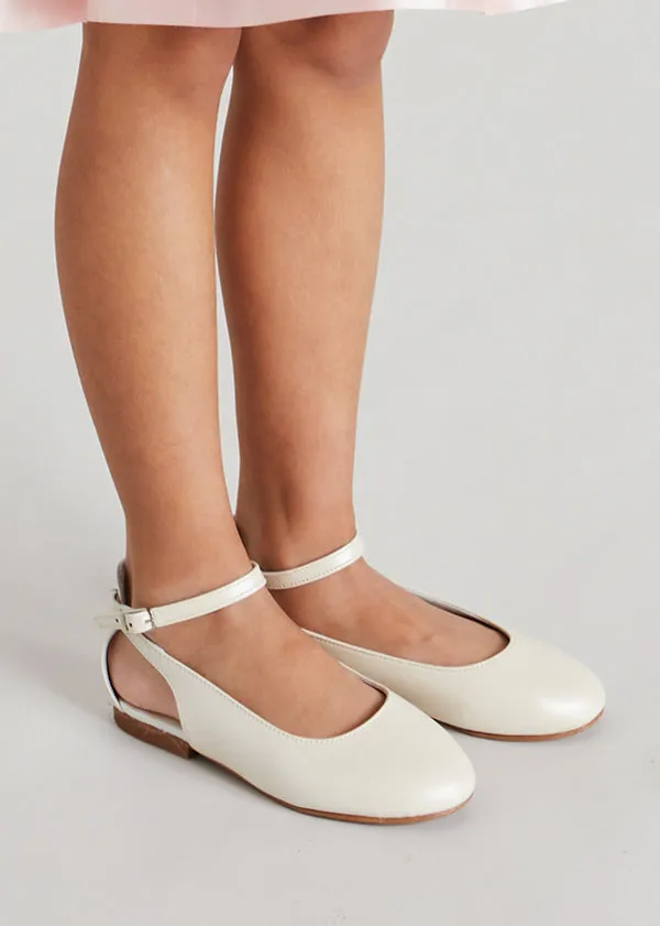 Open Heel Strappy Leather Sandals in Ivory (24-34EU)