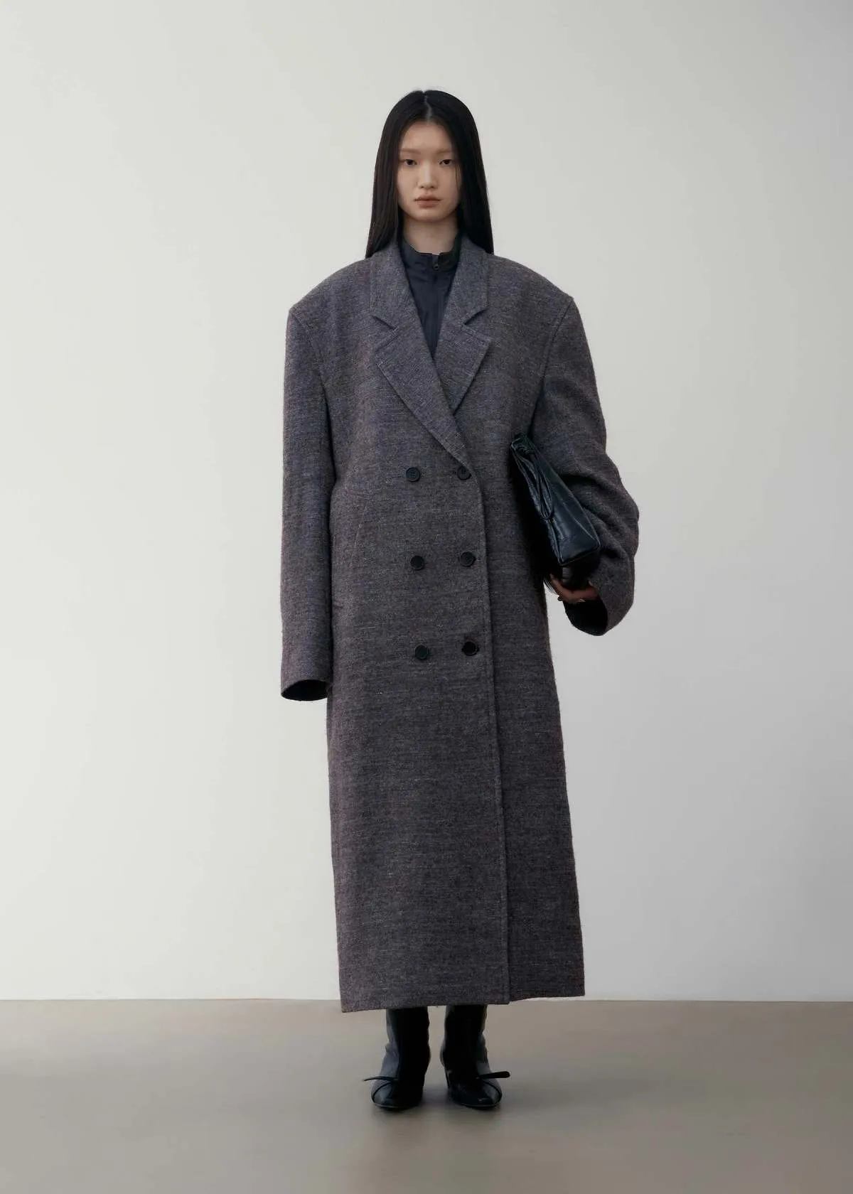 Oversized Wool Coat - Grey Melange