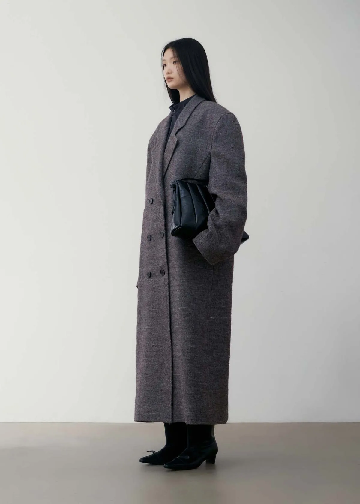 Oversized Wool Coat - Grey Melange