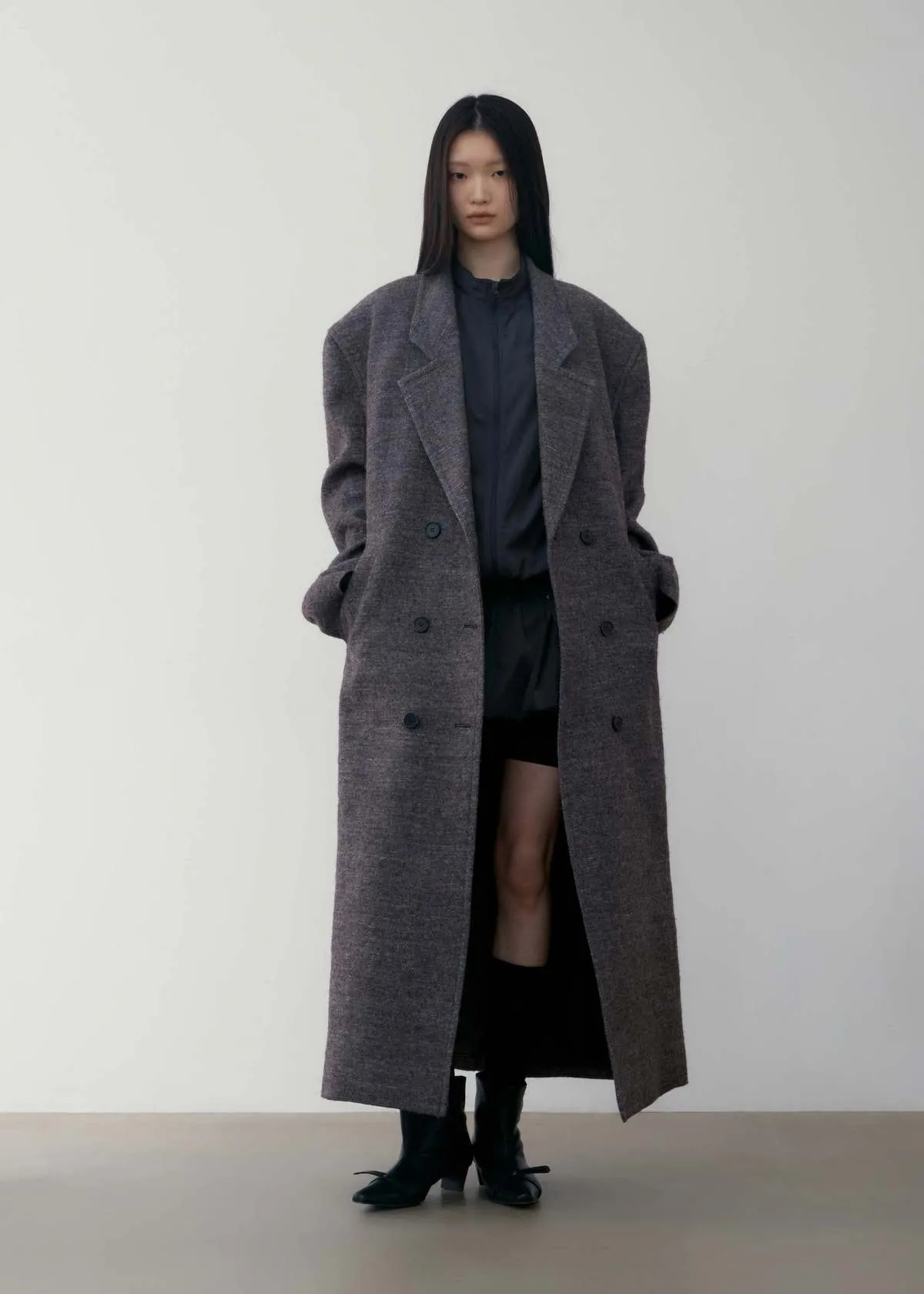 Oversized Wool Coat - Grey Melange