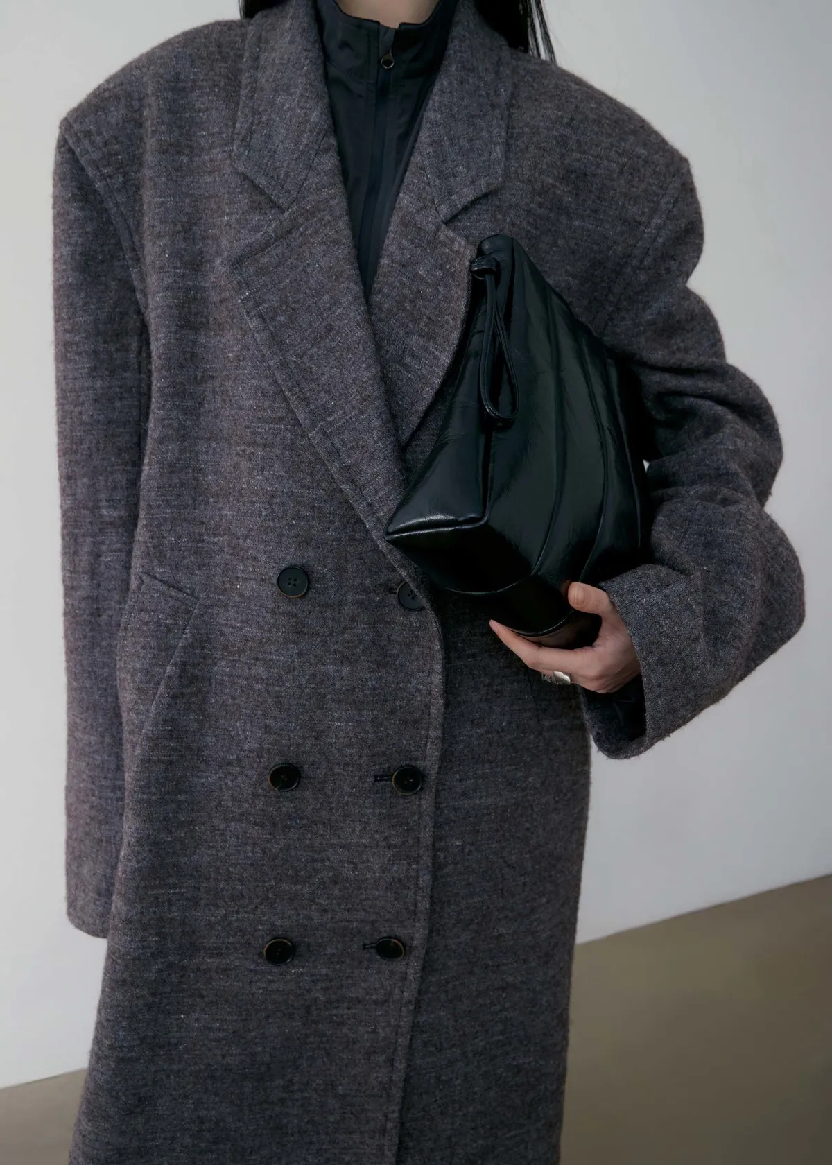 Oversized Wool Coat - Grey Melange