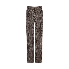 PALAZZO TROUSERS IN JERSEY WITH GEOMETRICAL PRINT Woman Black Beige