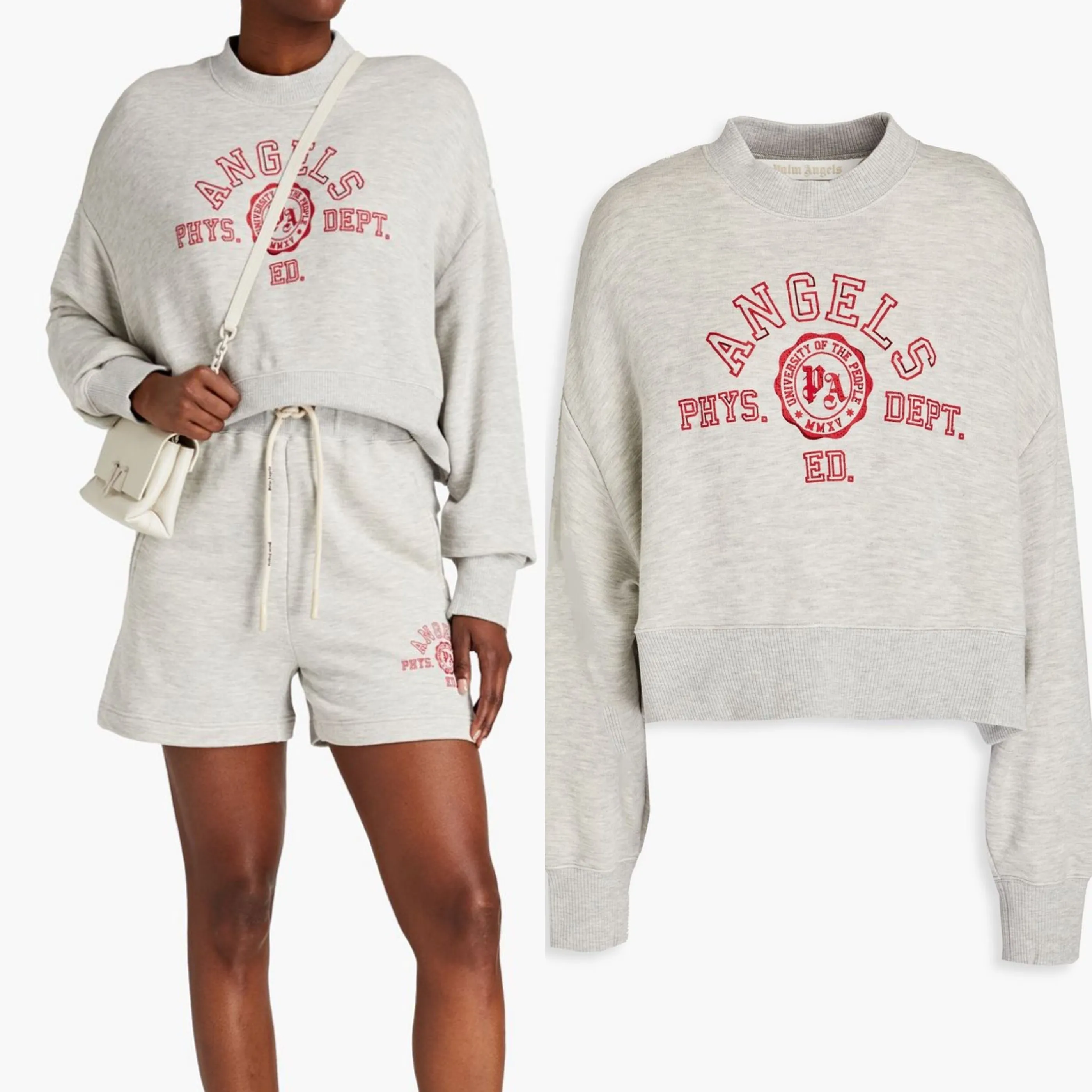 Palm Angels  |Long Sleeves Plain Logo Cropped Tops Hoodies & Sweatshirts