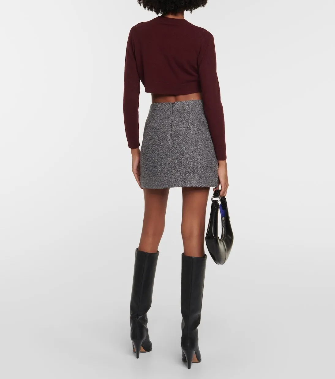 PATOU  |Crew Neck Wool Long Sleeves Plain Cropped Tops