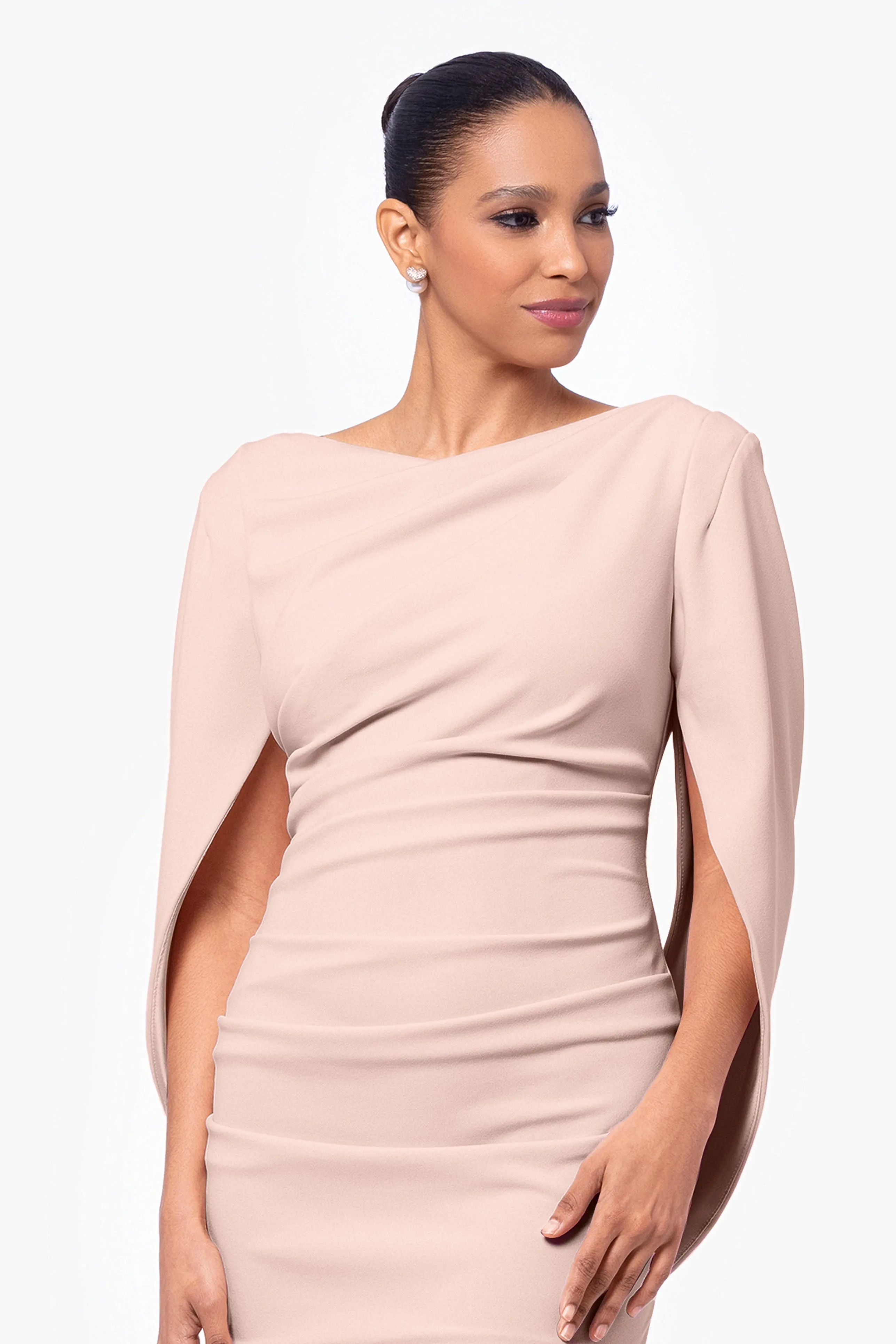 Petite Jordan Short Scuba Crape Draped Back Dress