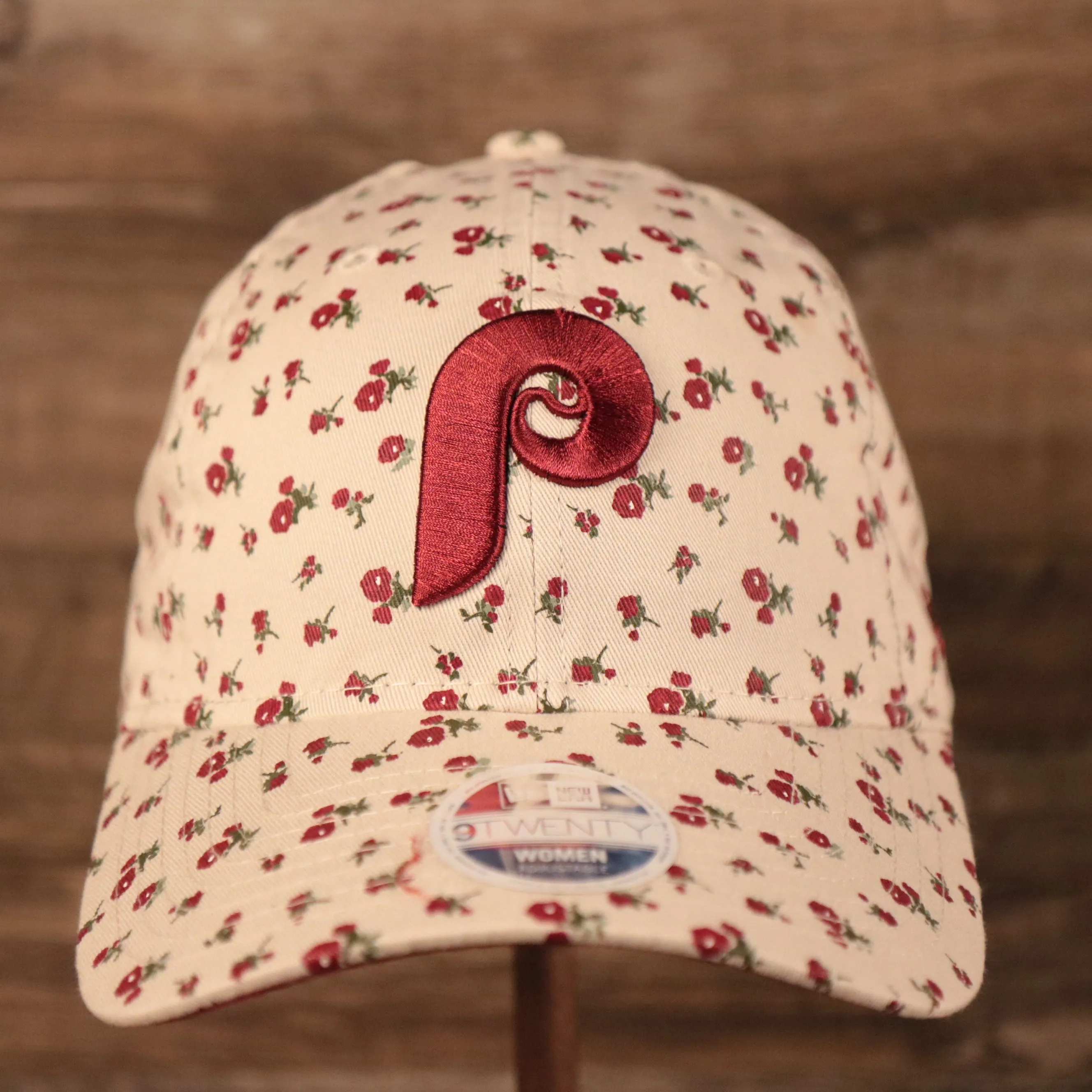 Philadelphia Phillies Maroon Bottom Cream Floral Youth Cap | Youth Size Floral Dad Hat | Phillies Floral Baseball Hat