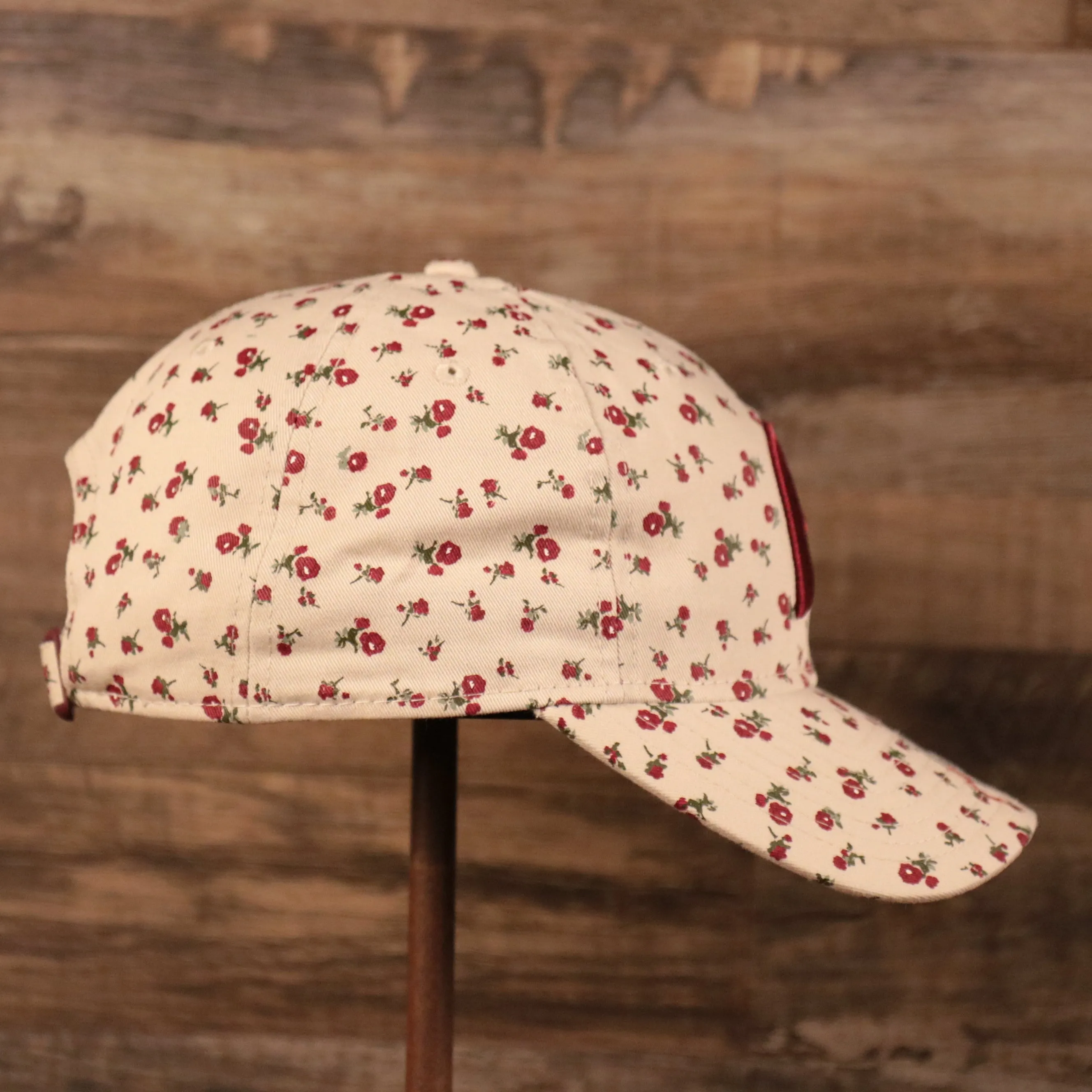 Philadelphia Phillies Maroon Bottom Cream Floral Youth Cap | Youth Size Floral Dad Hat | Phillies Floral Baseball Hat