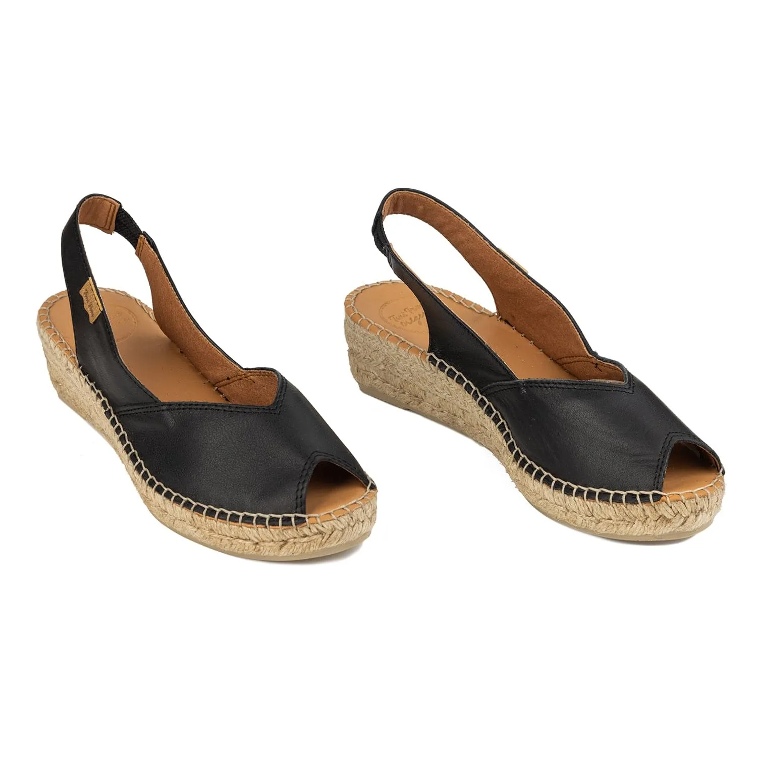 Plain Leather Wedge Espadrille for Women - Bernia-P