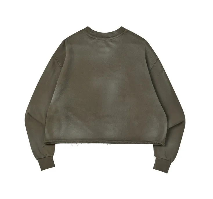 PRENDA FROM PLANT  |Long Sleeves Cotton Logo Cropped Tops Hoodies & Sweatshirts