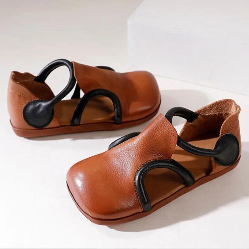 QB150 Women's Casual Shoes - Soft Flat Sandals in Leather