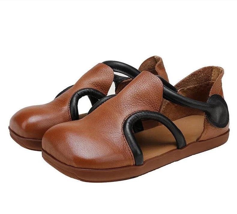 QB150 Women's Casual Shoes - Soft Flat Sandals in Leather