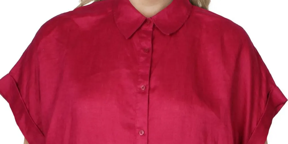 Ralph Lauren Women's Linen Collared Blouse Pink Size 3X