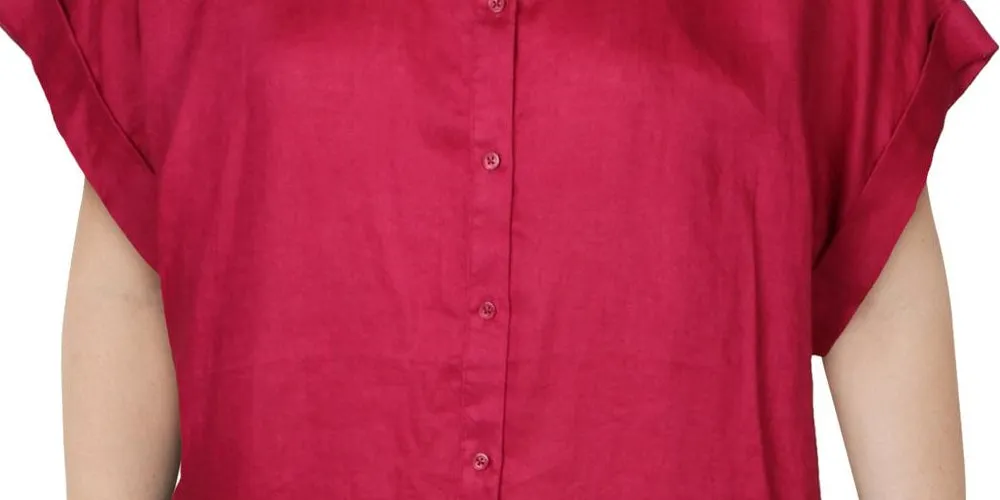 Ralph Lauren Women's Linen Collared Blouse Pink Size 3X