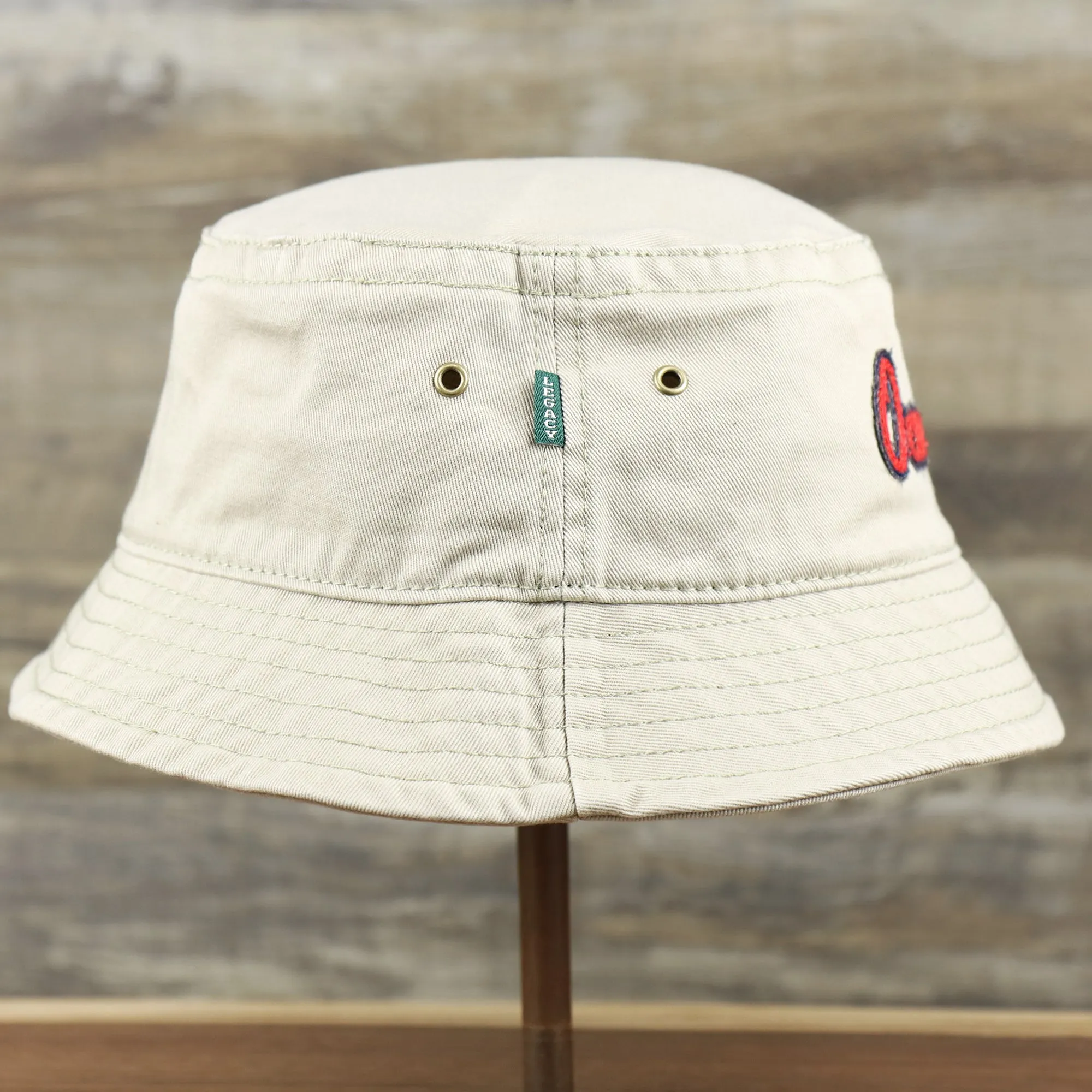 Red OCNJ Double Wordmark Navy Blue Outline Bucket Hat | Khaki Bucket Hat