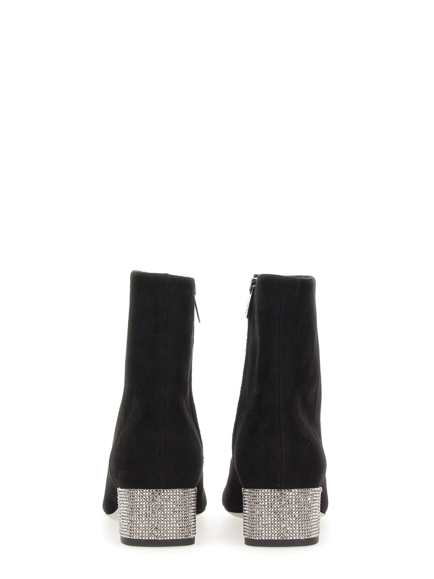 RENE CAOVILLA    LEATHER BOOT WITH RHINESTONES