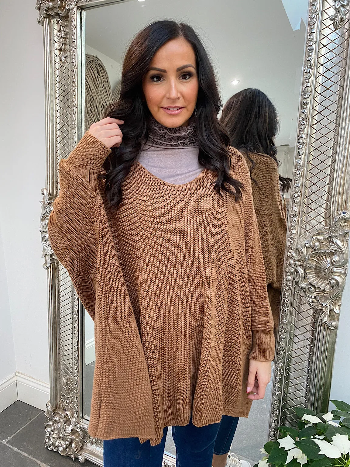 Ribbed Batwing Knitted Jumper Abbie