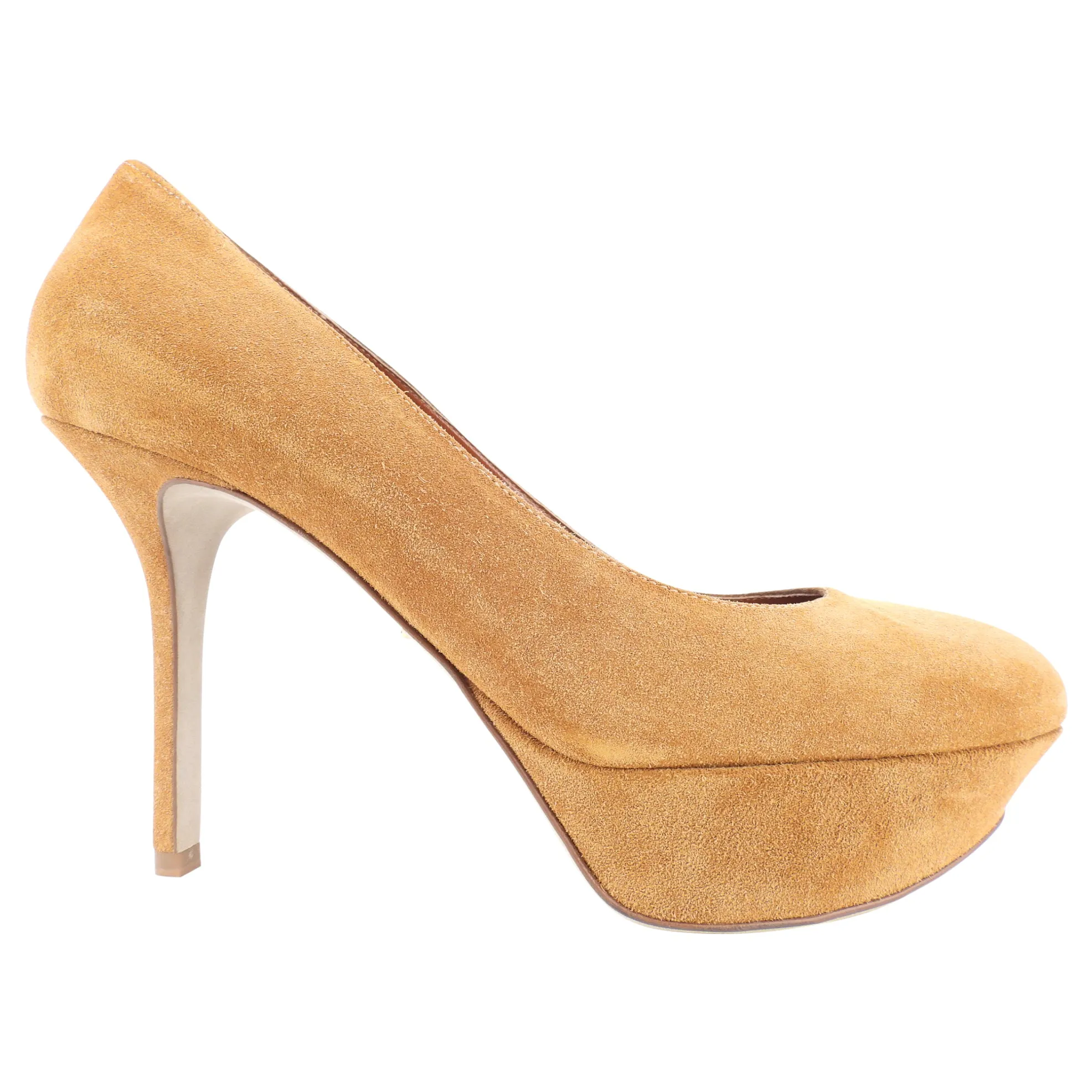 Sergio Rossi Camel Suede Leather Stiletto Heel Platform Pumps - 40