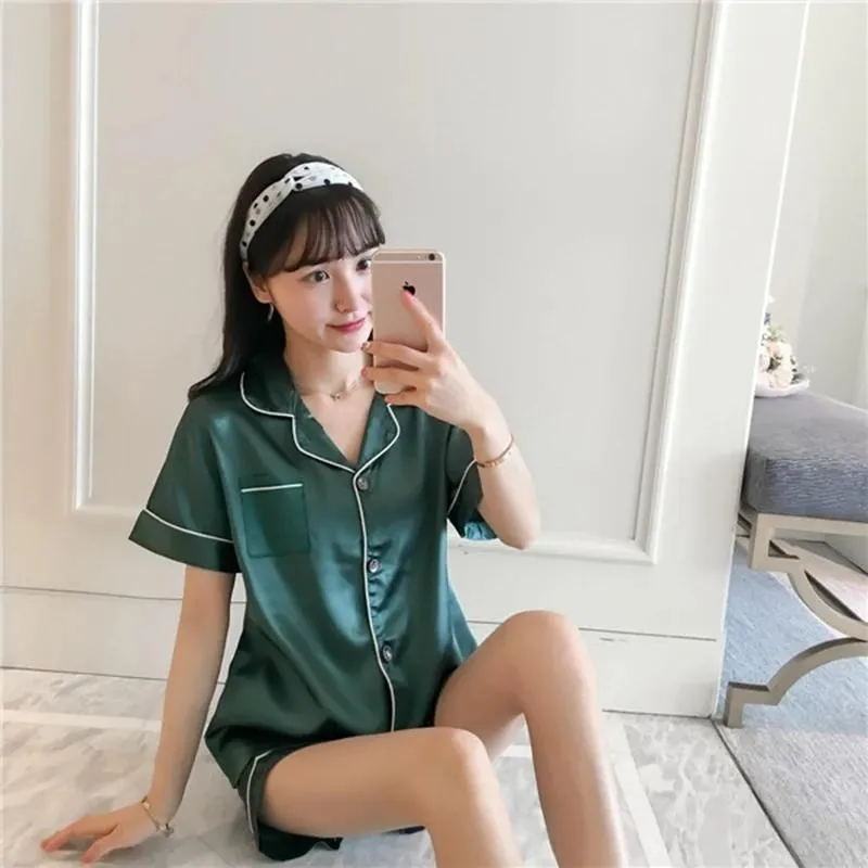 Short Silk Pajamas Set