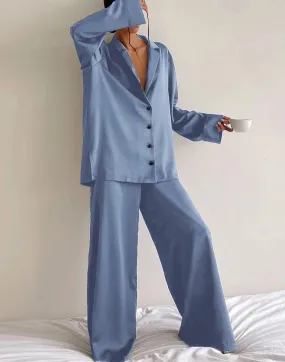 Silky Top and Long Pants Pyjama Set