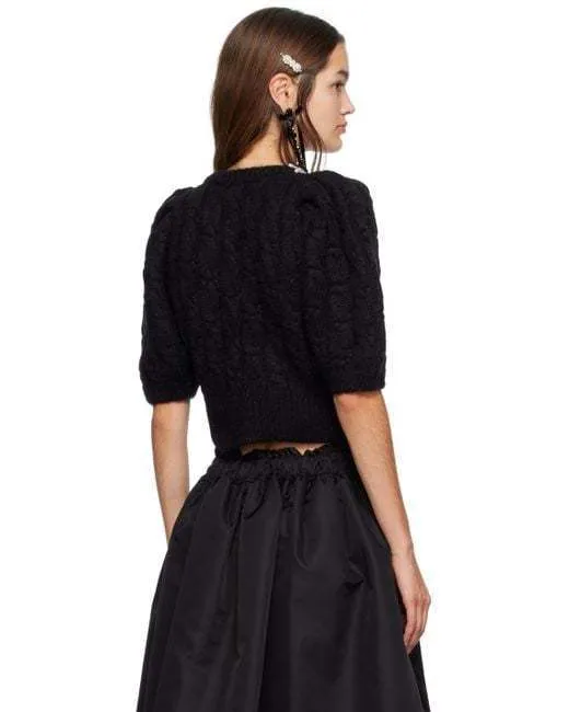 Simone Rocha  |Wool Plain Elegant Style Puff Sleeves Cropped Tops Cardigans