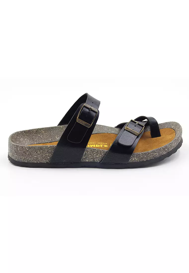 SoleSimple Dublin - Black Leather Sandals & Flip Flops & Slipper