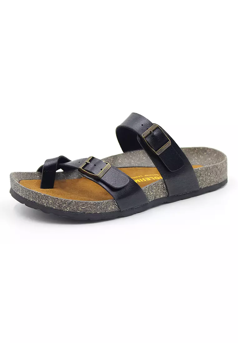 SoleSimple Dublin - Black Leather Sandals & Flip Flops & Slipper