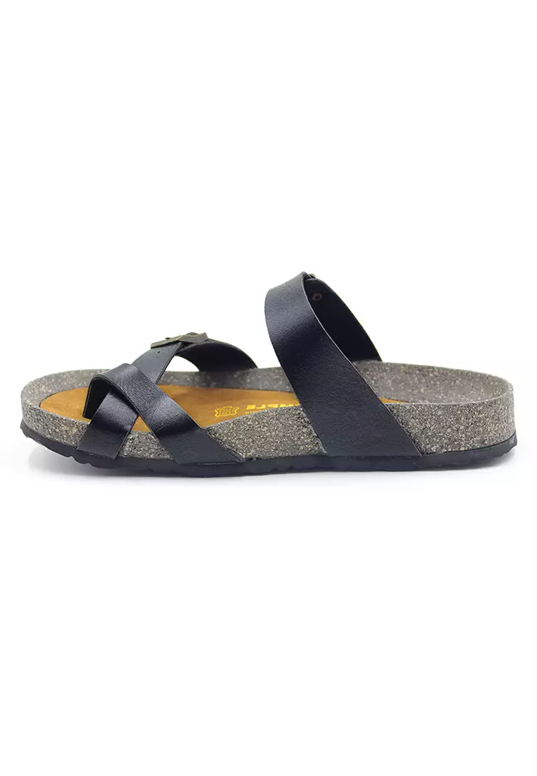 SoleSimple Dublin - Black Leather Sandals & Flip Flops & Slipper