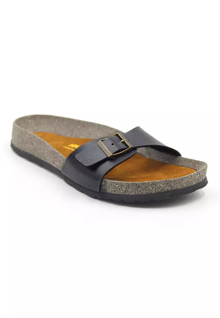 SoleSimple Lyon - Black Leather Sandals & Flip Flops & Slipper