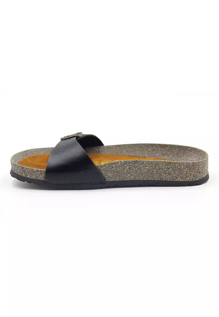 SoleSimple Lyon - Black Leather Sandals & Flip Flops & Slipper