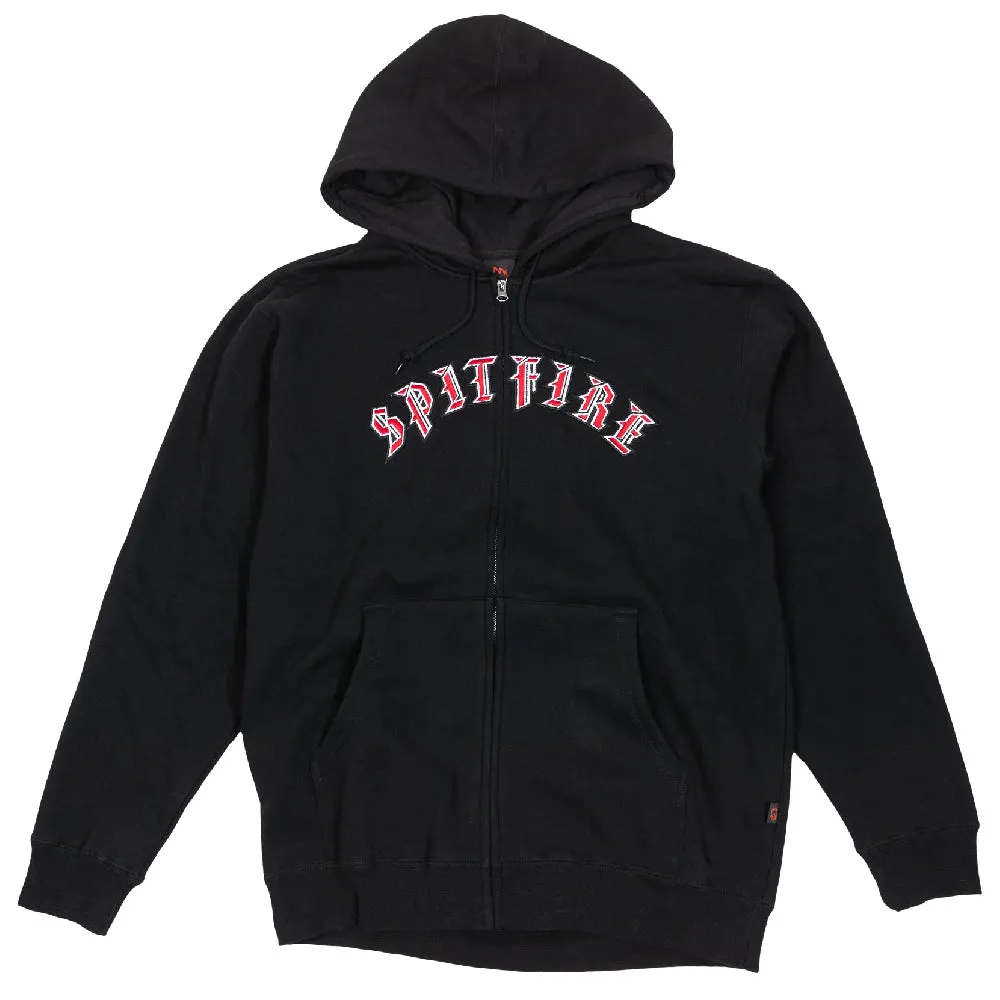 Spitfire Old E Embroidered Zip Up Hood Black/Red