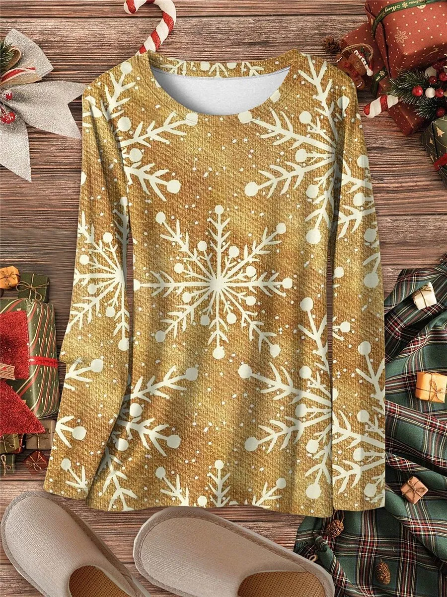 Stay Cozy this Holiday Season with Women's Snowflake Christmas Pajama Top