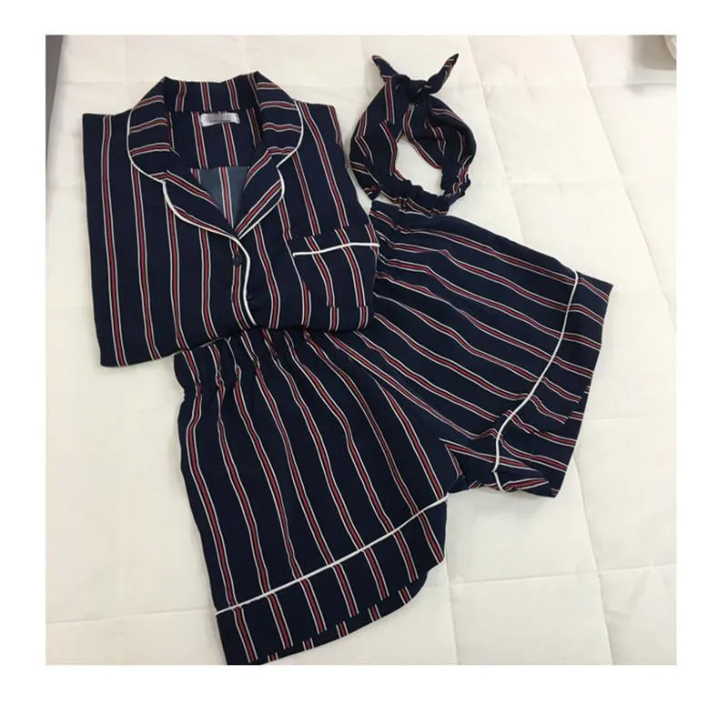 Summer Fashion Women's Turn-Down Collar 2 Two Piece Pajama Set