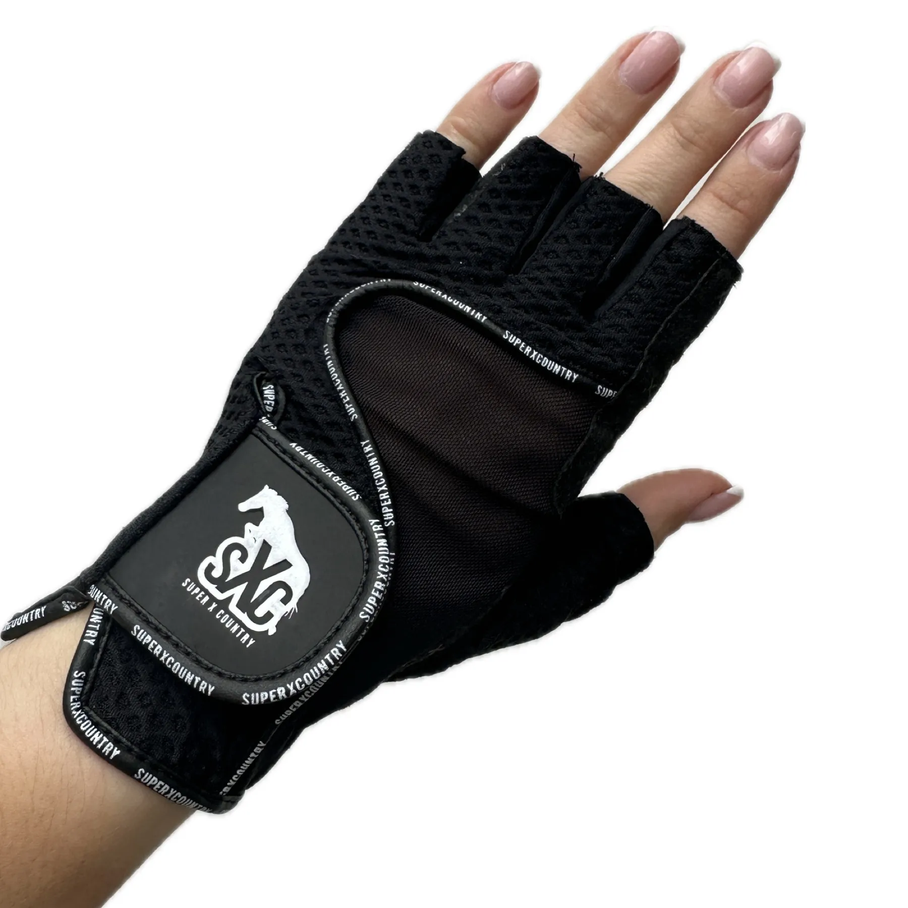 SXC Sportsline FINGERLESS Riding Gloves Black/White