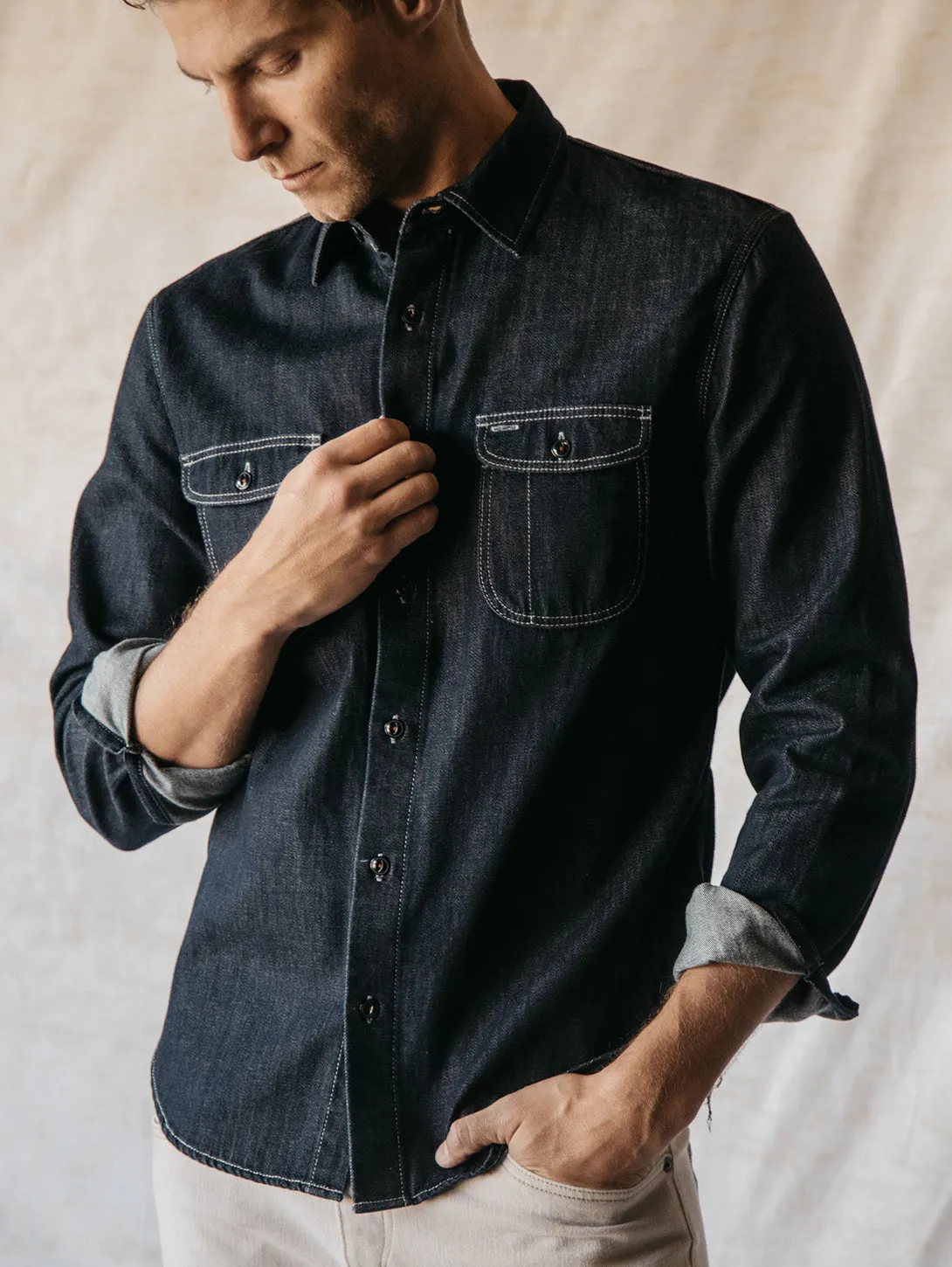 The Brace Long Sleeve Shirt - Indigo