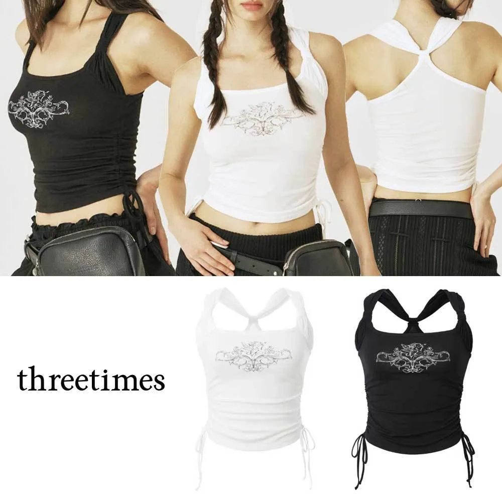 threetimes  |Sleeveless Street Style Plain Cropped Tops Tanks & Camisoles