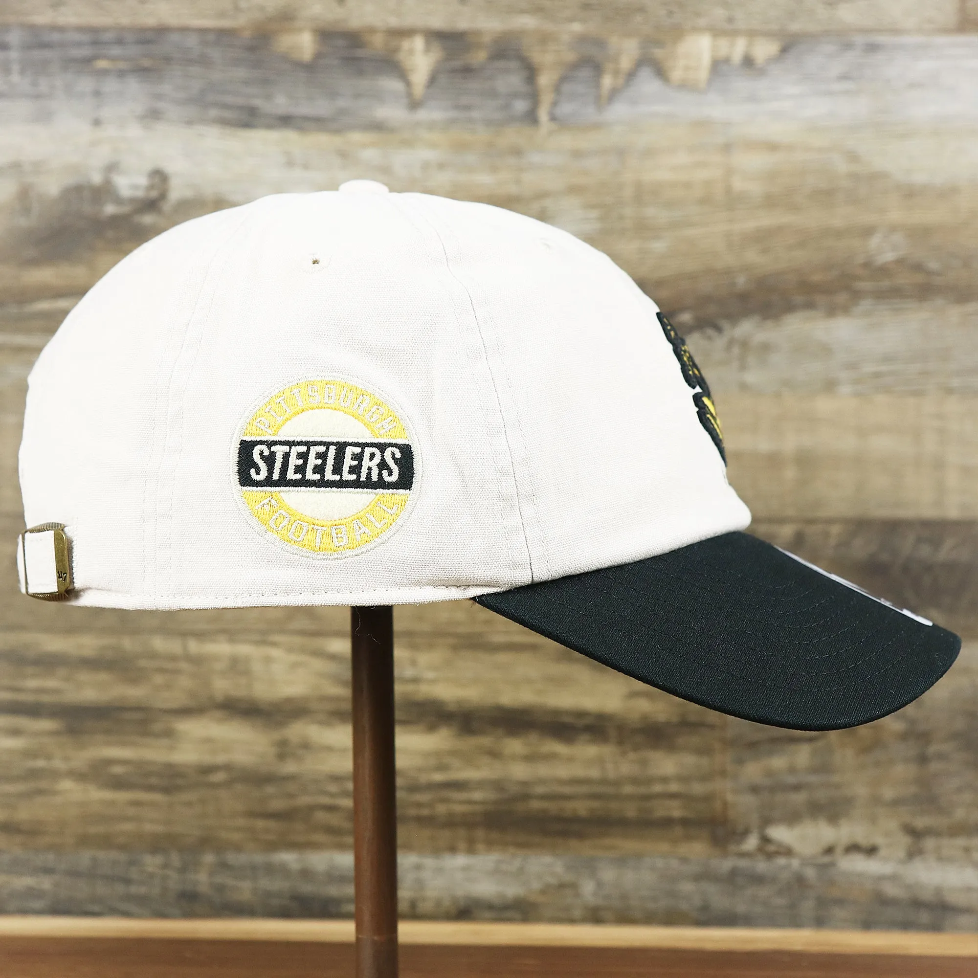 Throwback Pittsburgh Steelers Embroidered 1987 Steelers Logo NFL Steelers Side Patch Dad Hat | Bone Dad Hat