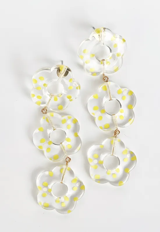 Tiered Daisy Earrings Yellow Clear